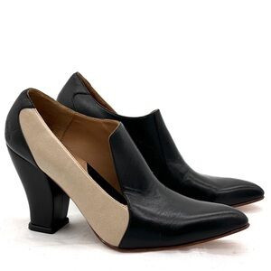 John Fluevog Black and Cream Heels